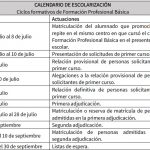 Calendario escolarización FPB